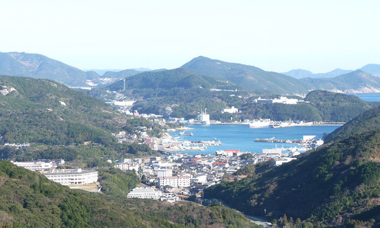 有明山風景林から厳原市街を望む