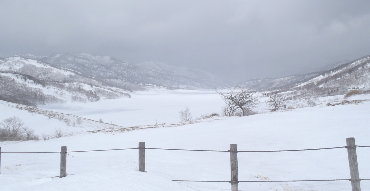 雪に覆われた野反湖