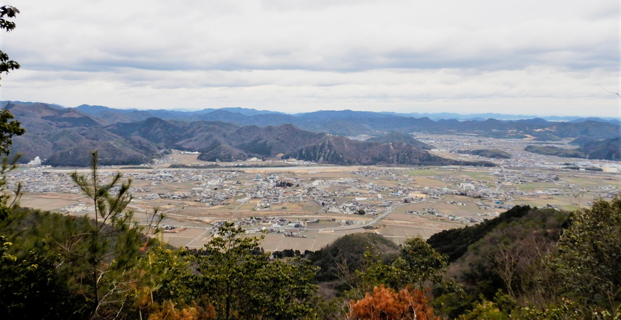 遊歩道からたつの市街地を望む