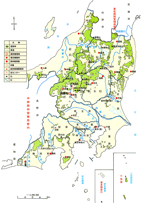 関東森林管理局管内図