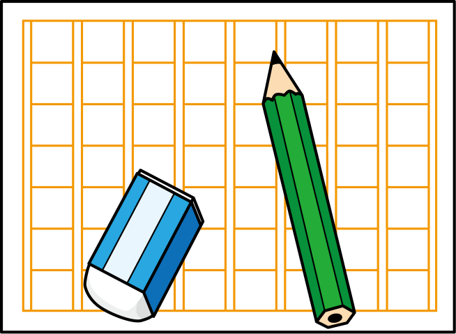 原稿用紙と消しゴムと鉛筆