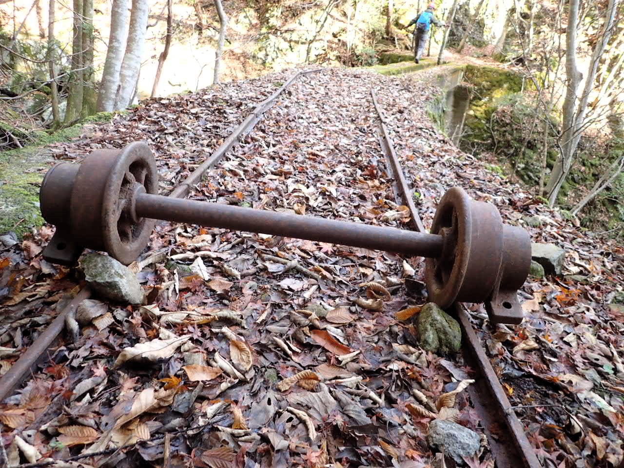 残されたレールと鉄道の輪軸