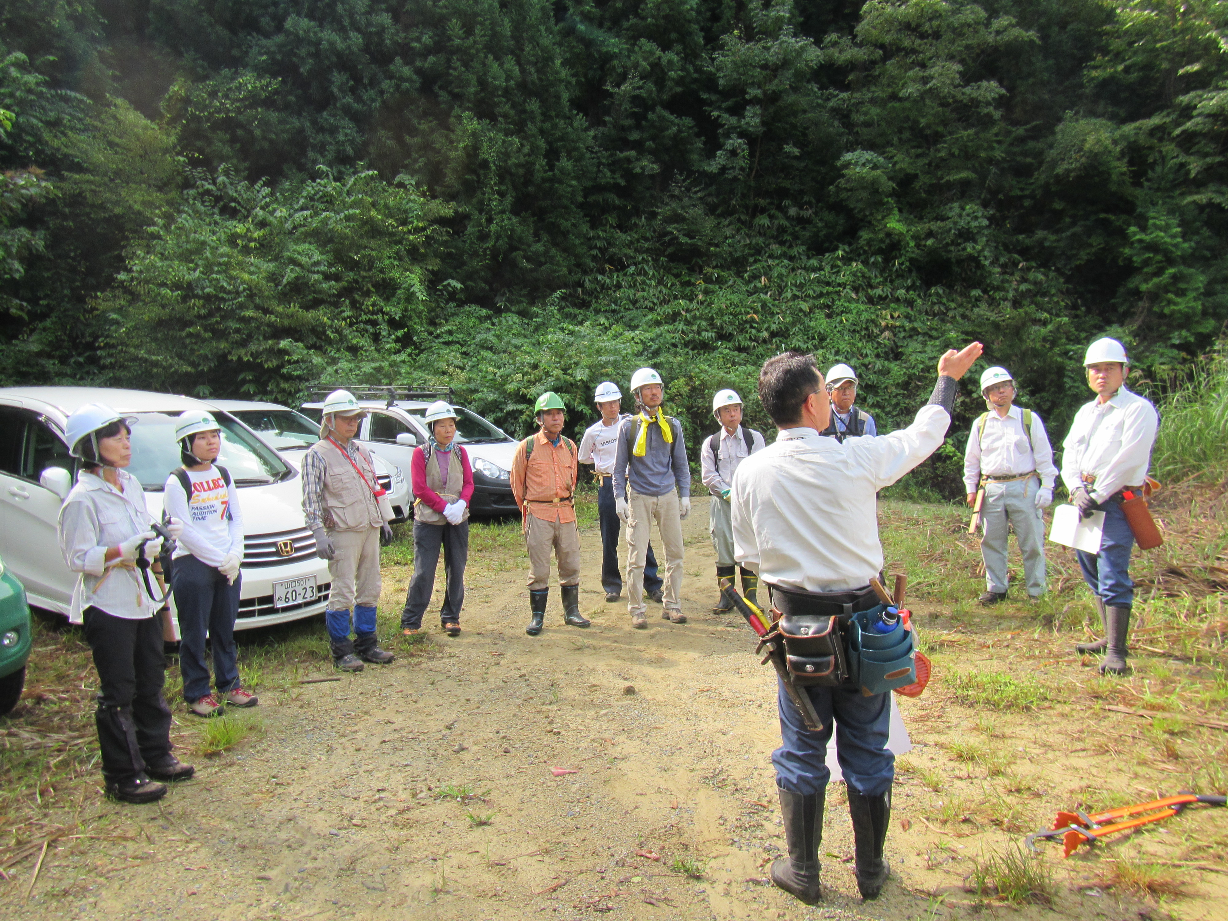 注意喚起及び作業地の案内（野夫林道）