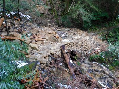 崩土除去及び歩道補修整備状況