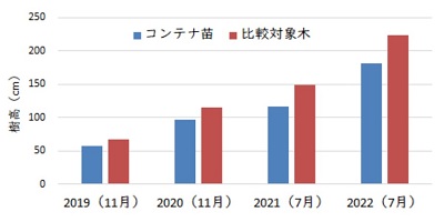 樹高の成長推移比較グラフ