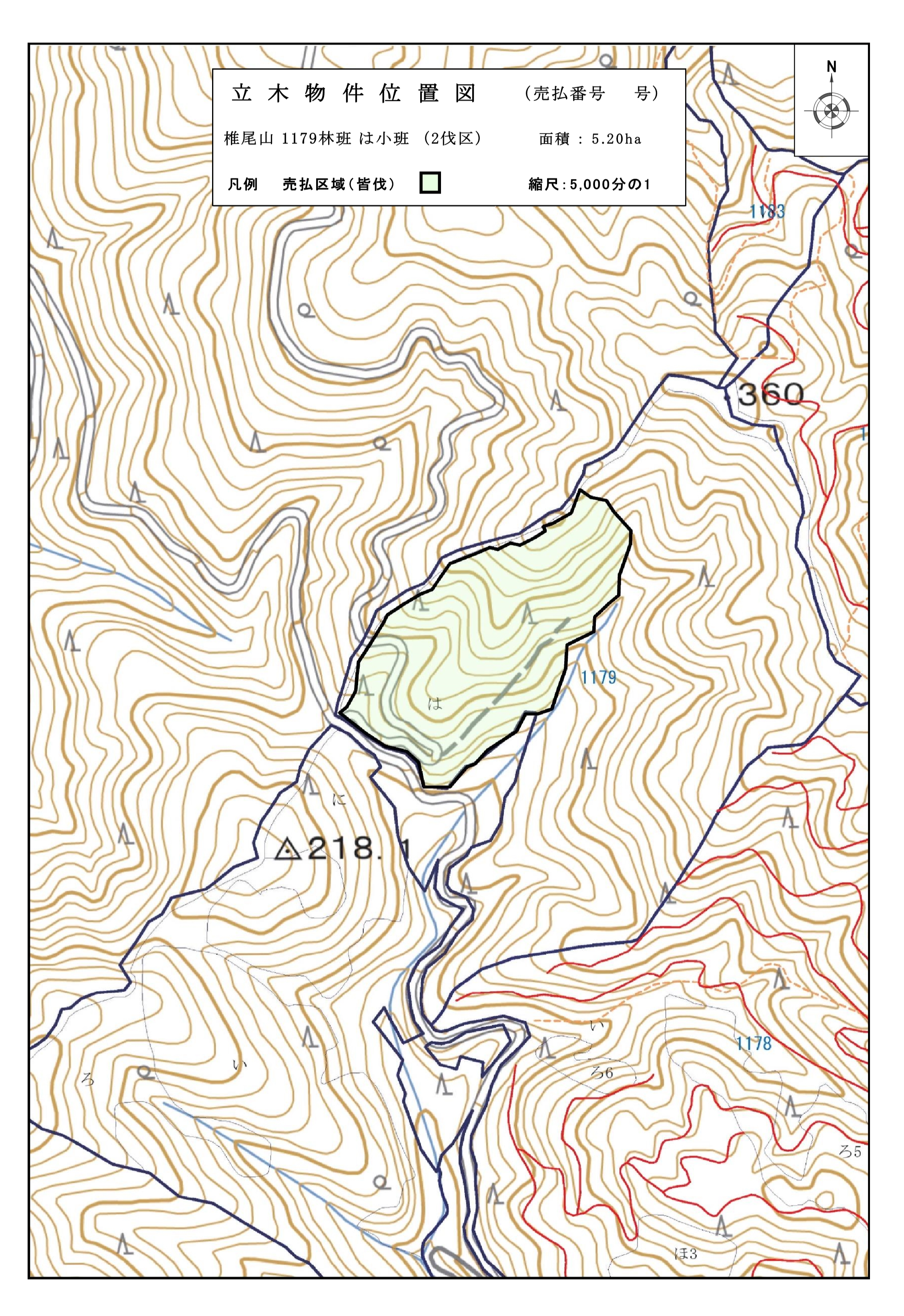 椎尾山1179は2伐区位置図